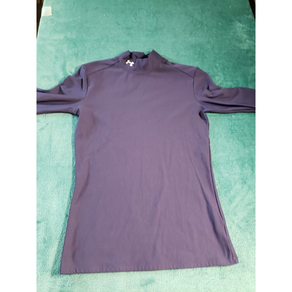 Under Armour Cold Gear Sweatshirt Sz Small Womens Blue Mock Neck Running Warm